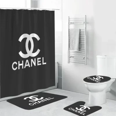 Chanel Type Shower Curtain Waterproof Luxury Bathroom Mat Set Luxury Brand Shower Curtain Luxury Curtains BRS309