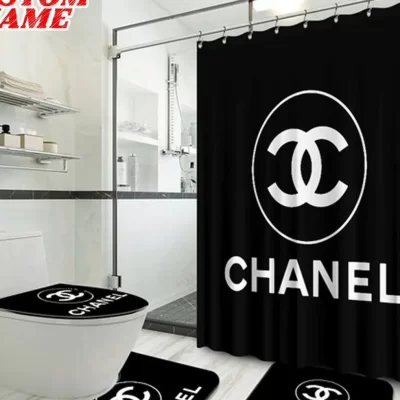 Chanel Type Shower Curtain Waterproof Luxury Bathroom Mat Set Luxury - Shower Curtain Luxury Curtains BRS355