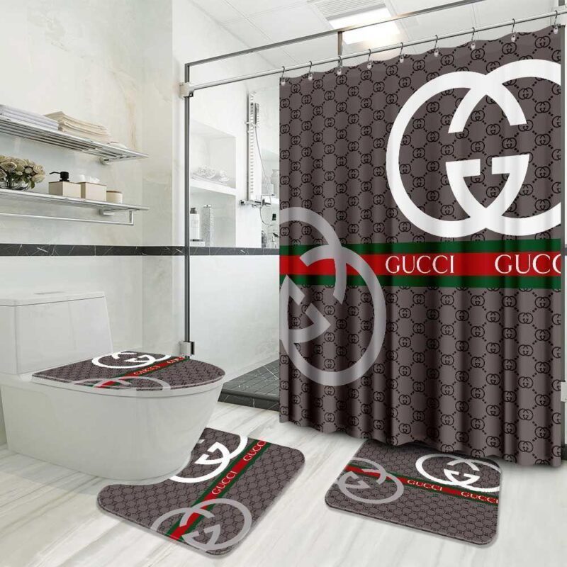 Gucci Bathroom Set Luxury Shower Curtain Waterproof Luxury Brand With Logo Gucci BRS009