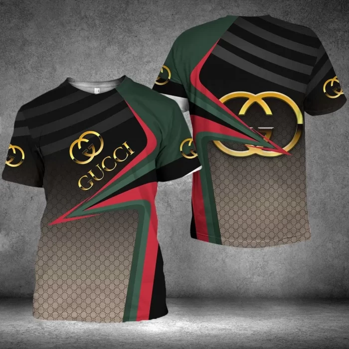 Gucci Golden Logo Brown Green Premium Luxury Brand Unisex T-Shirt TS2501