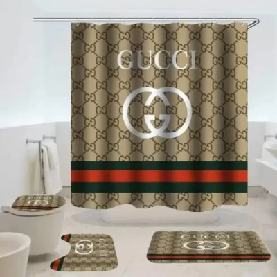 Gucci Luxury Shower Curtain Waterproof Luxury Bathroom Mat Set Luxury Brand Shower Curtain Luxury Curtains BRS306