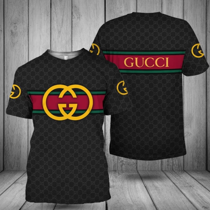 Gucci Yellow Logo Black Luxury Brand Unisex T-Shirt TS2473