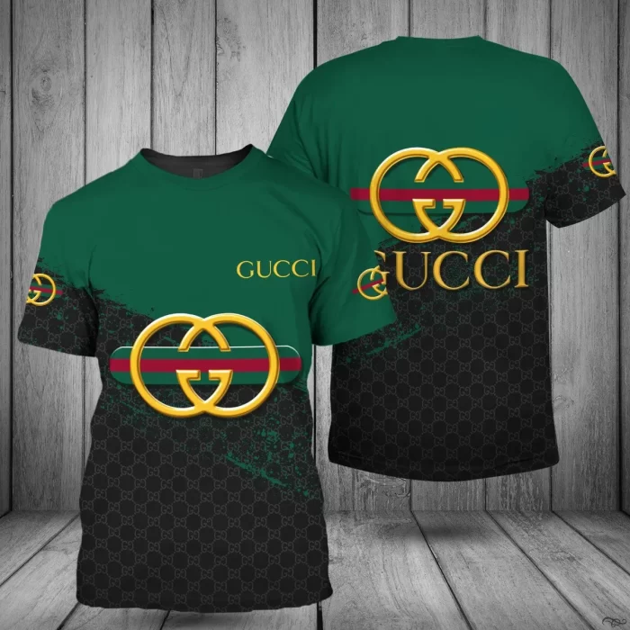 Gucci Yellow Logo Green Black Luxury Brand Unisex T-Shirt TS2475