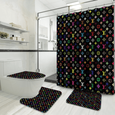 Louis Vuitton Bathroom Set Luxury Shower Curtain Waterproof Luxury Brand With Logo Louis Vuitton BRS011