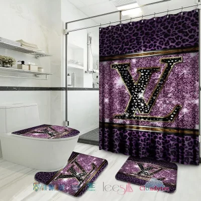 Louis Vuitton Diamond Luxury Bathroom Set Shower Curtain Style BRS915