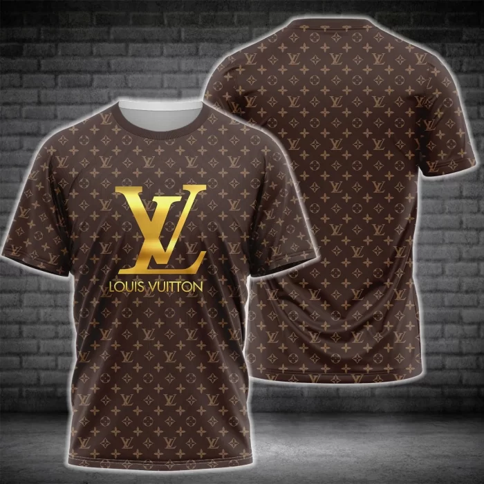 Louis Vuitton Golden Logo Brown Luxury Brand Unisex T-Shirt TS2472