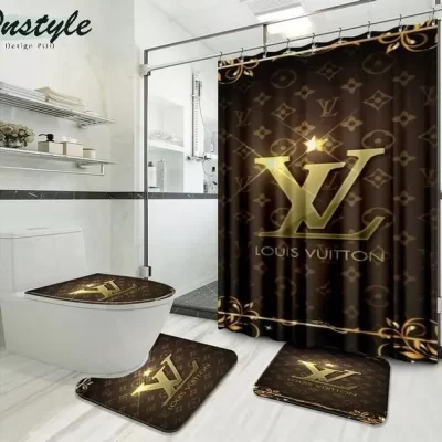 Louis Vuitton Lv Luxury Type Shower Curtain Waterproof Luxury Bathroom Mat Set Luxury Brand Shower Curtain Luxury Curtains BRS314