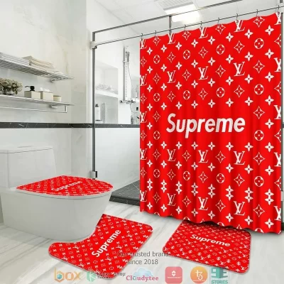 Louis Vuitton Supreme Bathroom Set Shower Curtain Style BRS855