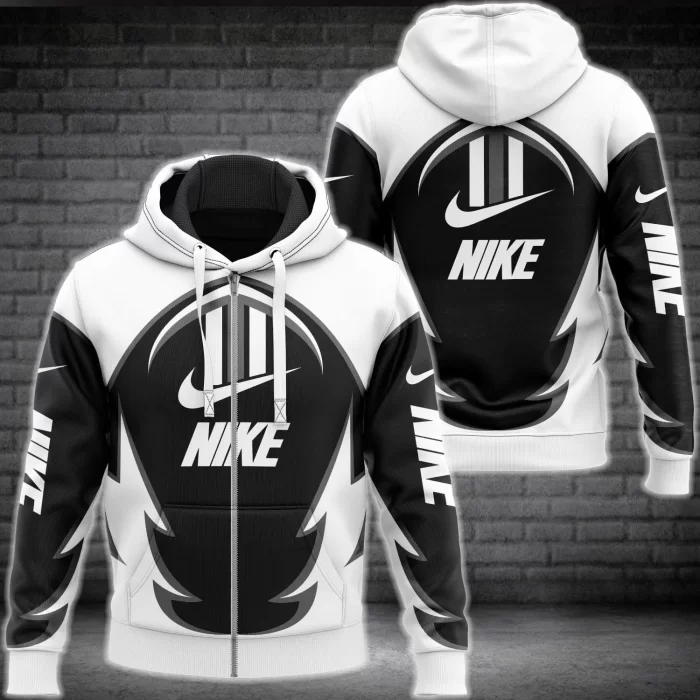 Nike Black White Unisex Zipper Hoodie Luxury Brand ZH01552