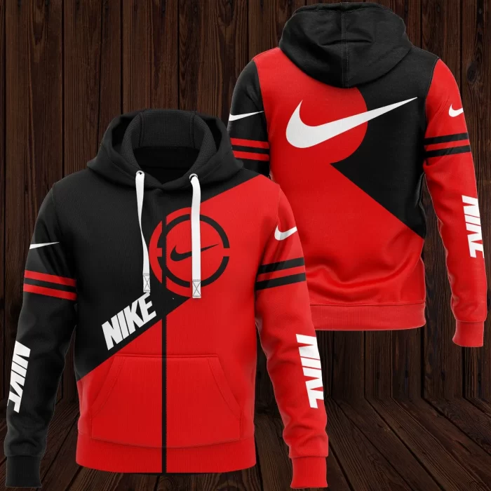 Nike Red Black Unisex Zipper Hoodie Luxury Brand ZH01579