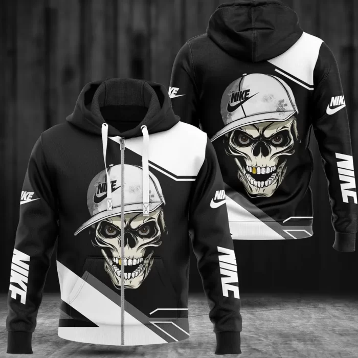 Nike Skull Black Luxury Brand Unisex Zipper Hoodie Premium ZH01524