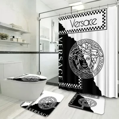 Versace Type Shower Curtain Waterproof Luxury Bathroom Mat Set Luxury Brand Shower Curtain Luxury Curtains BRS547