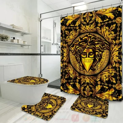 Versace Type Shower Curtain Waterproof Luxury Bathroom Mat Set Luxury Brand Shower Curtain Luxury Curtains BRS832