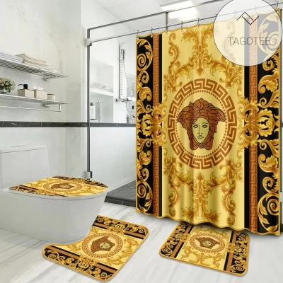 Versace Type Shower Curtain Waterproof Luxury Bathroom Mat Set Luxury Brand Shower Curtain Luxury Curtains BRS834