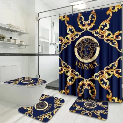 Versace Type Shower Curtain Waterproof Luxury Bathroom Mat Set Luxury Brand Shower Curtain Luxury Curtains BRS835