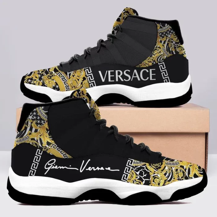 Black Gianni Versace Air Jordan 11 Sneakers Shoes JD11095