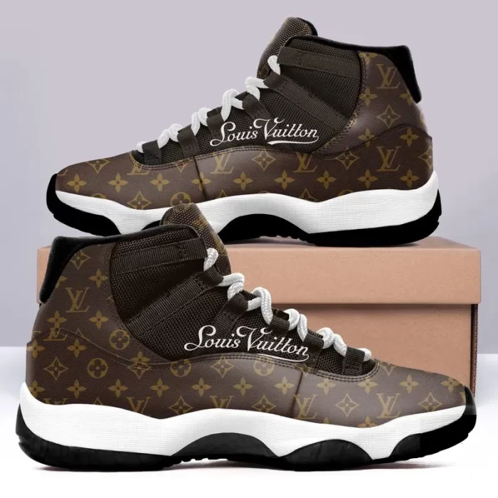 Brown Louis Vuitton Air Jordan 11 Sneakers Shoes LV Gifts JD11090