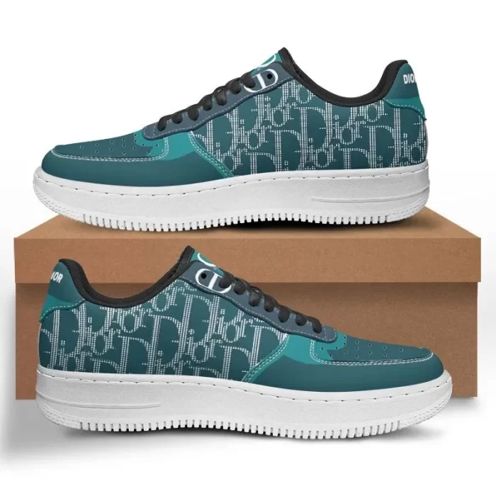 Dior Teal Luxury Brand Premium Air Force 1 Sneakers