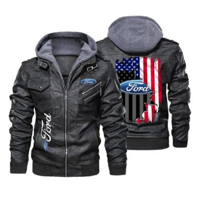Ford US Flag Leather Jacket LJ1234
