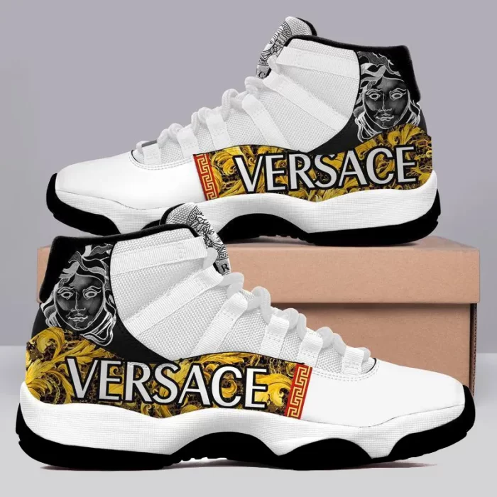 Gianni Gold White Versace Air Jordan 11 Sneakers Shoes JD11077