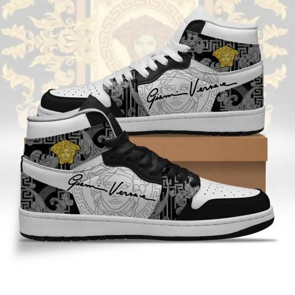 Gianni Versace Black High Air Jordan Sneakers Shoes  TAJ1030