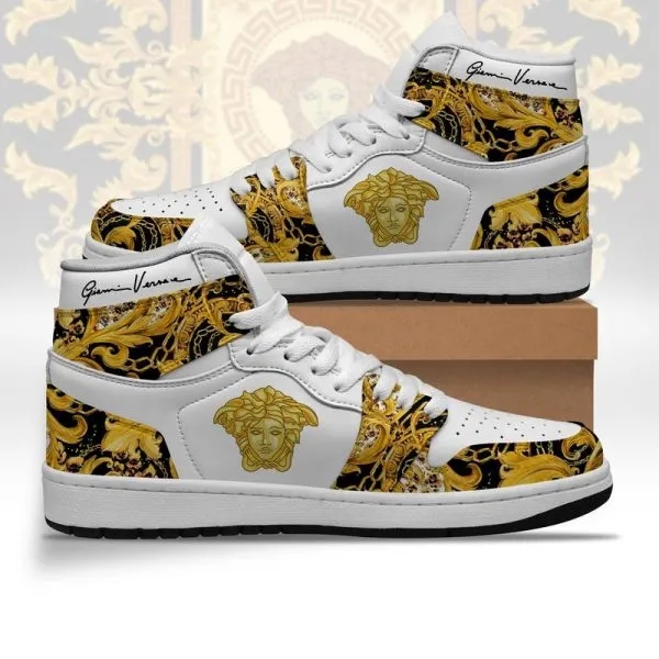 Gianni Versace Black White High Air Jordan Sneakers Shoes  TAJ1031
