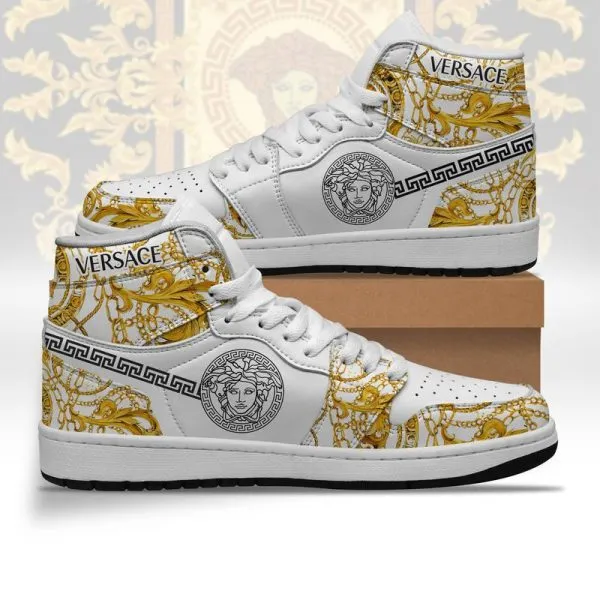 Gianni Versace White High Air Jordan Sneakers Shoes  TAJ1032