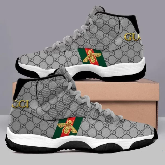 Grey Gucci Luxury Bee Air Jordan 11 Shoes Gucci Sneakers Gifts JD11108