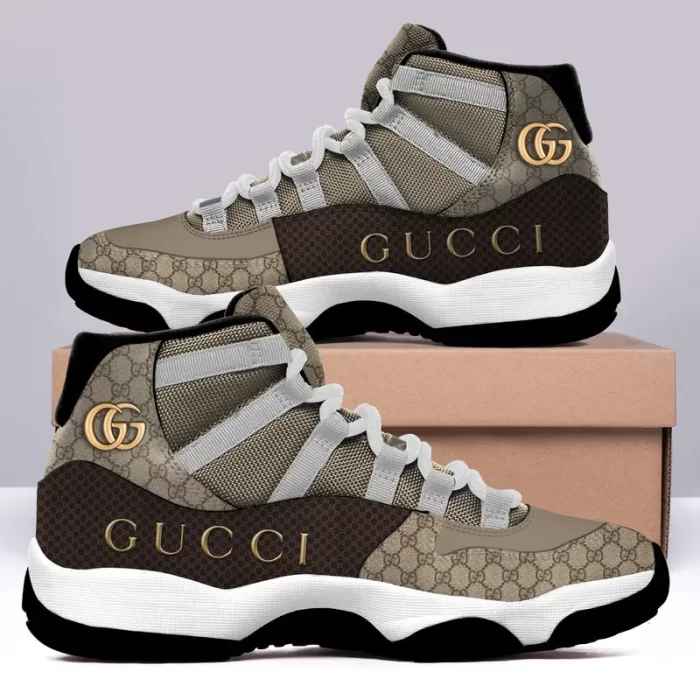 Gucci Air Jordan 11 Sneakers Shoes Brown JD11105