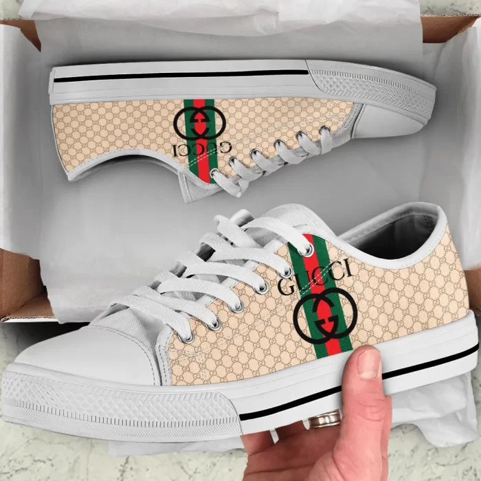 Gucci Beige Low Top Canvas Shoes Luxury Brand Sneaker LTS028