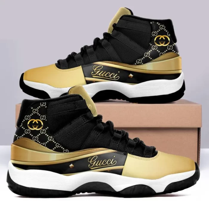 Gucci Black Gold Air Jordan 11 Sneakers Shoes JD11097
