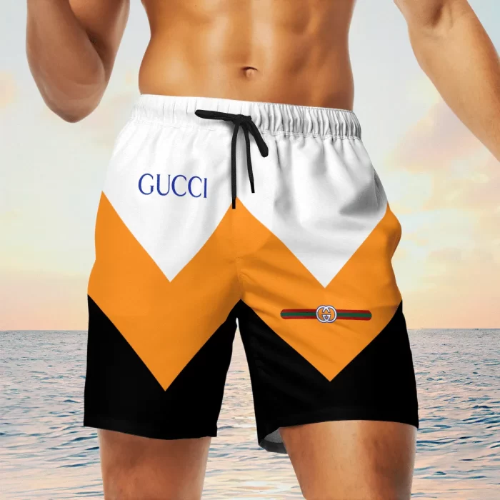 Gucci Black Orange Luxury Brand Premium Fashion Shorts For Men