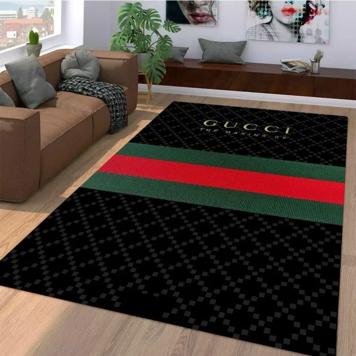 Gucci Black Stripe Luxury Area Rug For Living Room Bedroom Carpet Floor Decor Mat RR3068
