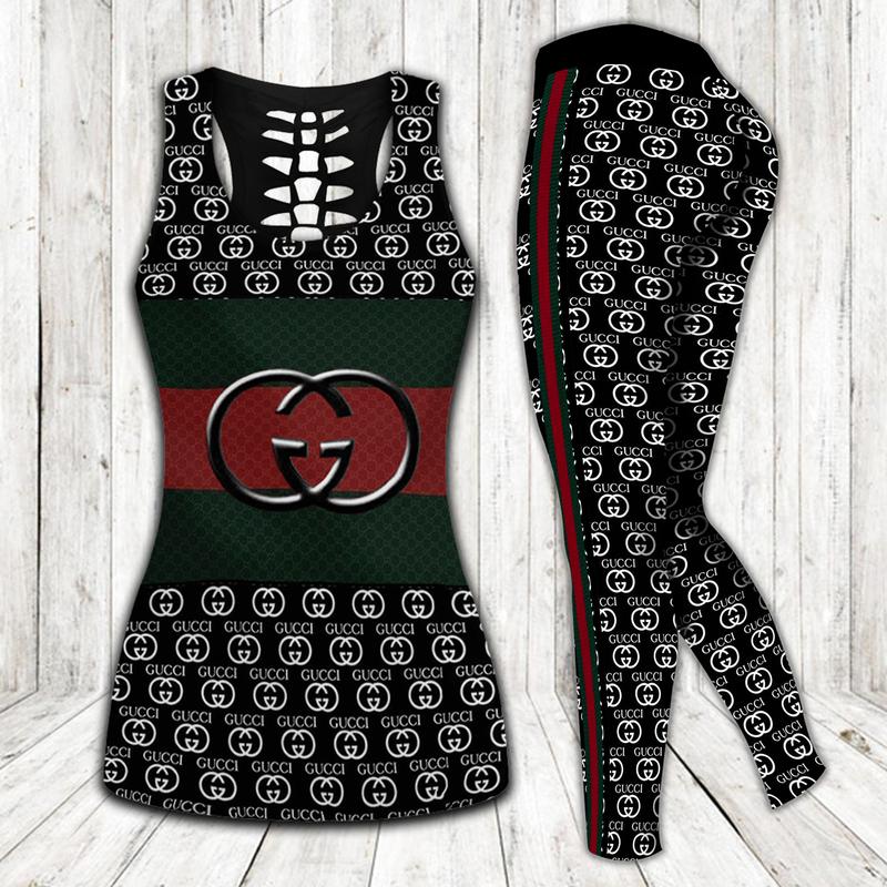 Gucci-Black-Stripe-Tank-Top-Leggings-Set-Luxury-Brand-For-Women-Yoga-Gym Gucci Black Stripe Tank Top Leggings Set Luxury Brand For Women Yoga Gym