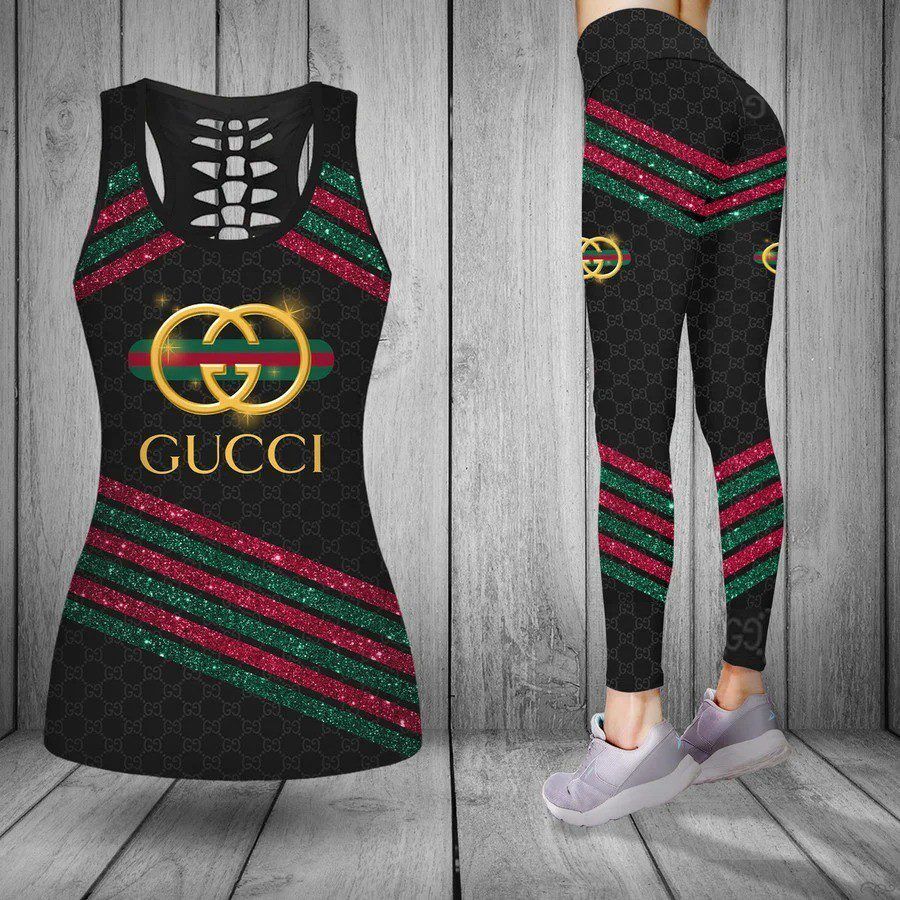 Gucci-Black-Tank-Top-Leggings-Set-Luxury-Brand-For-Women-Yoga-Gym Gucci Black Tank Top Leggings Set Luxury Brand For Women Yoga Gym