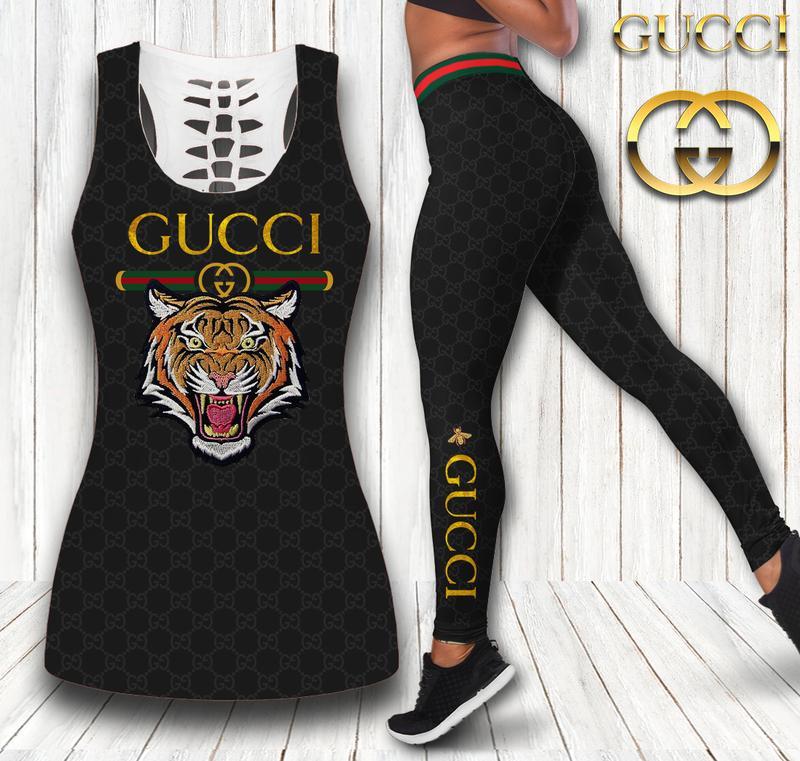 Gucci-Black-Tiger-Tank-Top-Leggings-Set-Luxury-Brand-For-Women-Yoga-Gym Gucci Black Tiger Tank Top Leggings Set Luxury Brand For Women Yoga Gym