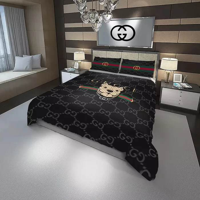 Gucci Doggy Fashion Logo Luxury Brand Bedding Set BS357