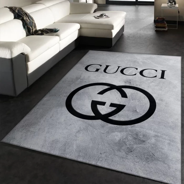 Gucci Grey Luxury Area Rug For Living Room Bedroom Carpet Floor Decor Mat RR3019