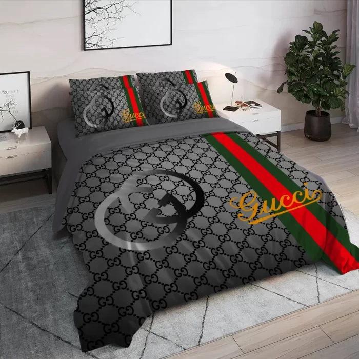 Gucci Grey Luxury Brand High End Premium Bedding Set BS155