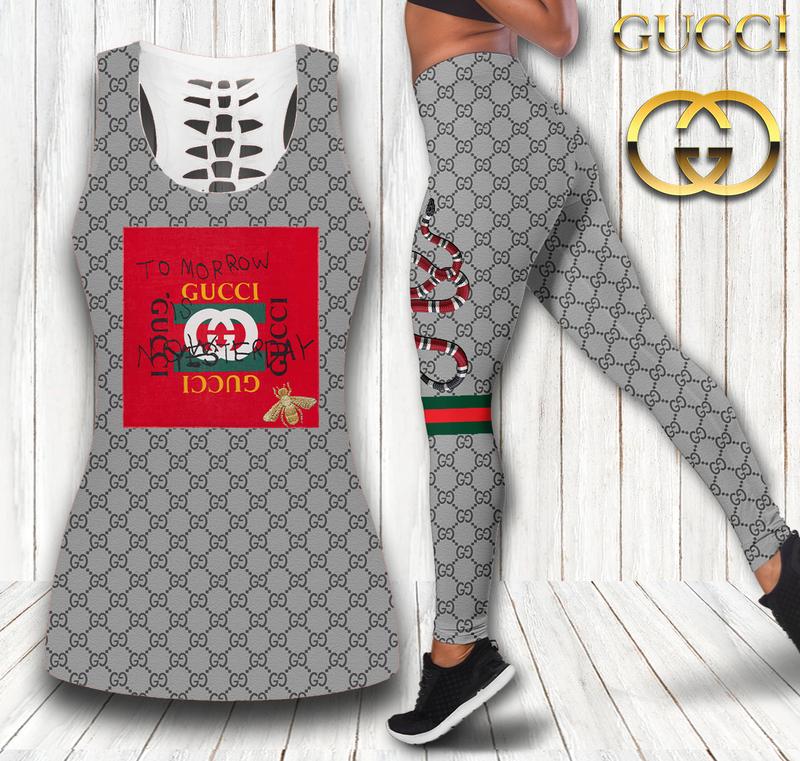 Gucci-Grey-Snake-Tank-Top-Leggings-Set-Luxury-Brand-For-Women-Yoga-Gym Gucci Grey Snake Tank Top Leggings Set Luxury Brand For Women Yoga Gym