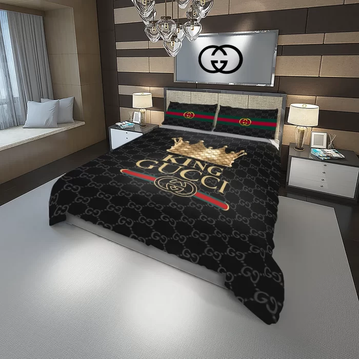 Gucci King Fashion Logo Luxury Brand Premium Bedding Set BS314