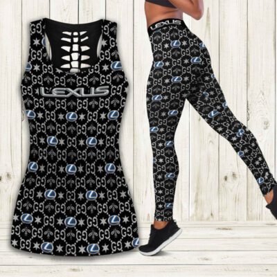 Gucci Lexus Tank Top Leggings Set Luxury Brand For Women Yoga Gym