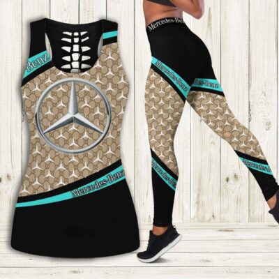 Gucci Mercedes Tank Top Leggings Set Luxury Brand For Women Yoga Gym