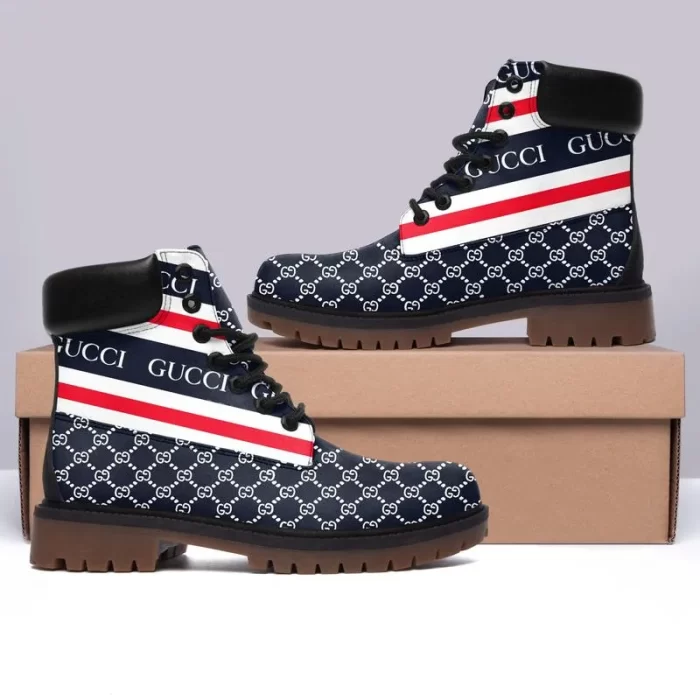 Gucci Pattern Navy Luxury Brand Boots Premium DCB010