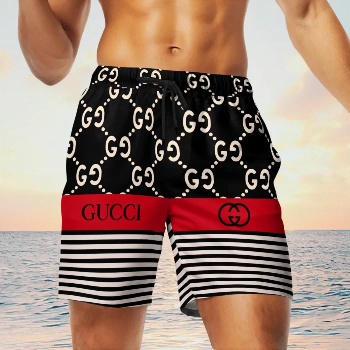 Gucci Red Black Luxury Brand Premium Fashion Shorts For Men