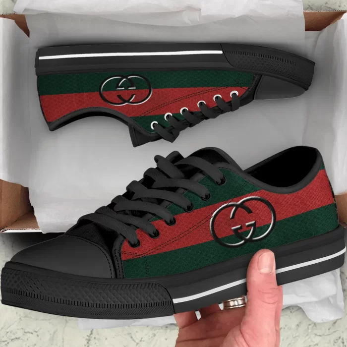 Homepage 9 Gucci Red Green Low Top Canvas Shoes Luxury Brand Sneaker LTS027