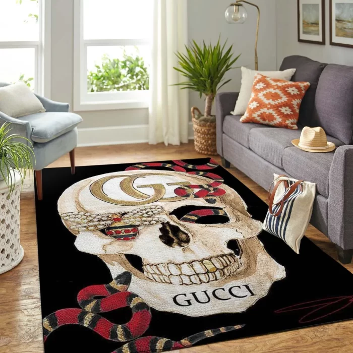 Gucci Skull Luxury Area Rug For Living Room Bedroom Carpet Floor Decor Mat RR3206