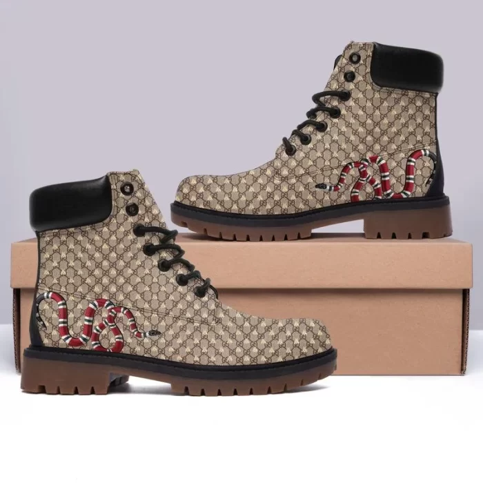 Gucci Snake Beige Luxury Brand Boots DCB007