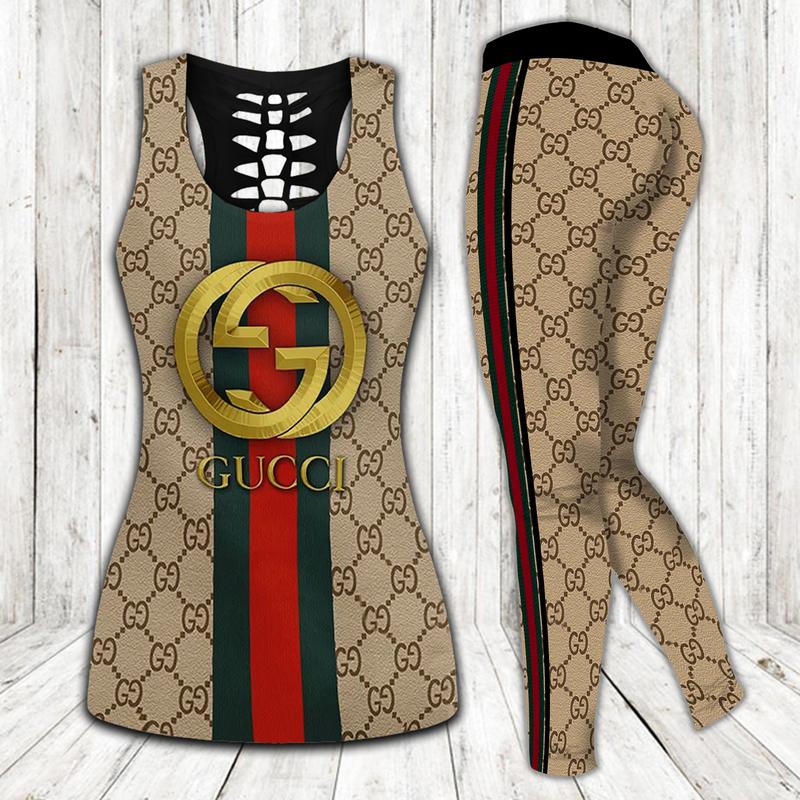 Gucci-Stripe-Tank-Top-Leggings-Set-Luxury-Brand-For-Women-Yoga-Gym Gucci Stripe Tank Top Leggings Set Luxury Brand For Women Yoga Gym