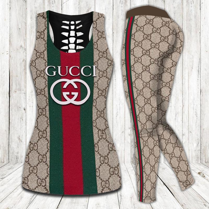 Gucci-Stripe-Tank-Top-Leggings-Set-Luxury-Brand-For-Women-Yoga-Gym Gucci Stripe Tank Top Leggings Set Luxury Brand For Women Yoga Gym